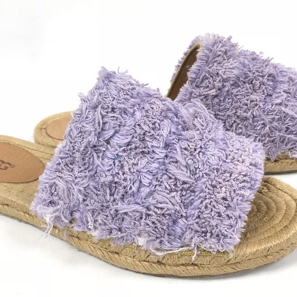 UGG Fuzzy Slide Espadrille Sandals Lilac Purple 8 Vacationcore - Picture 3 of 8